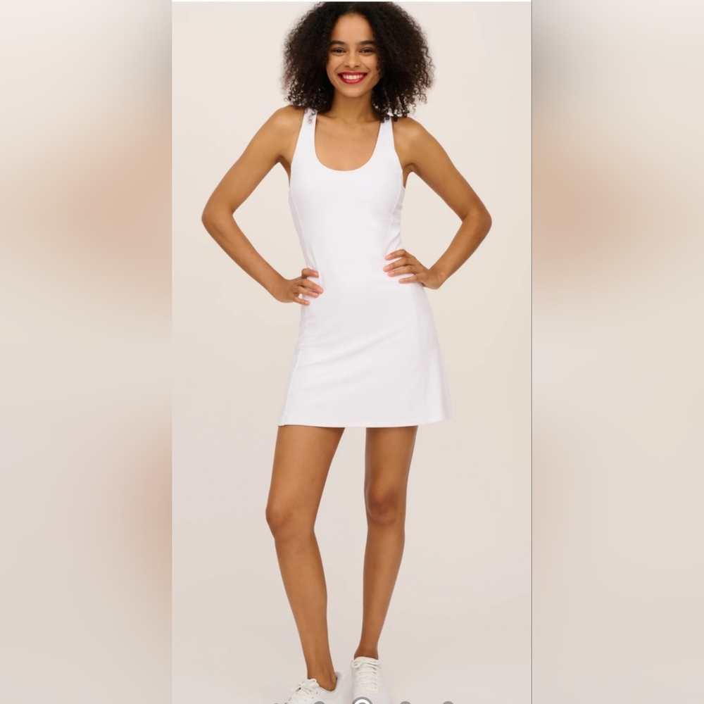 NUDETECH RACERBACK DRESS WITH INNER SHORT AND BRA CUPS - Picture 2 of 4